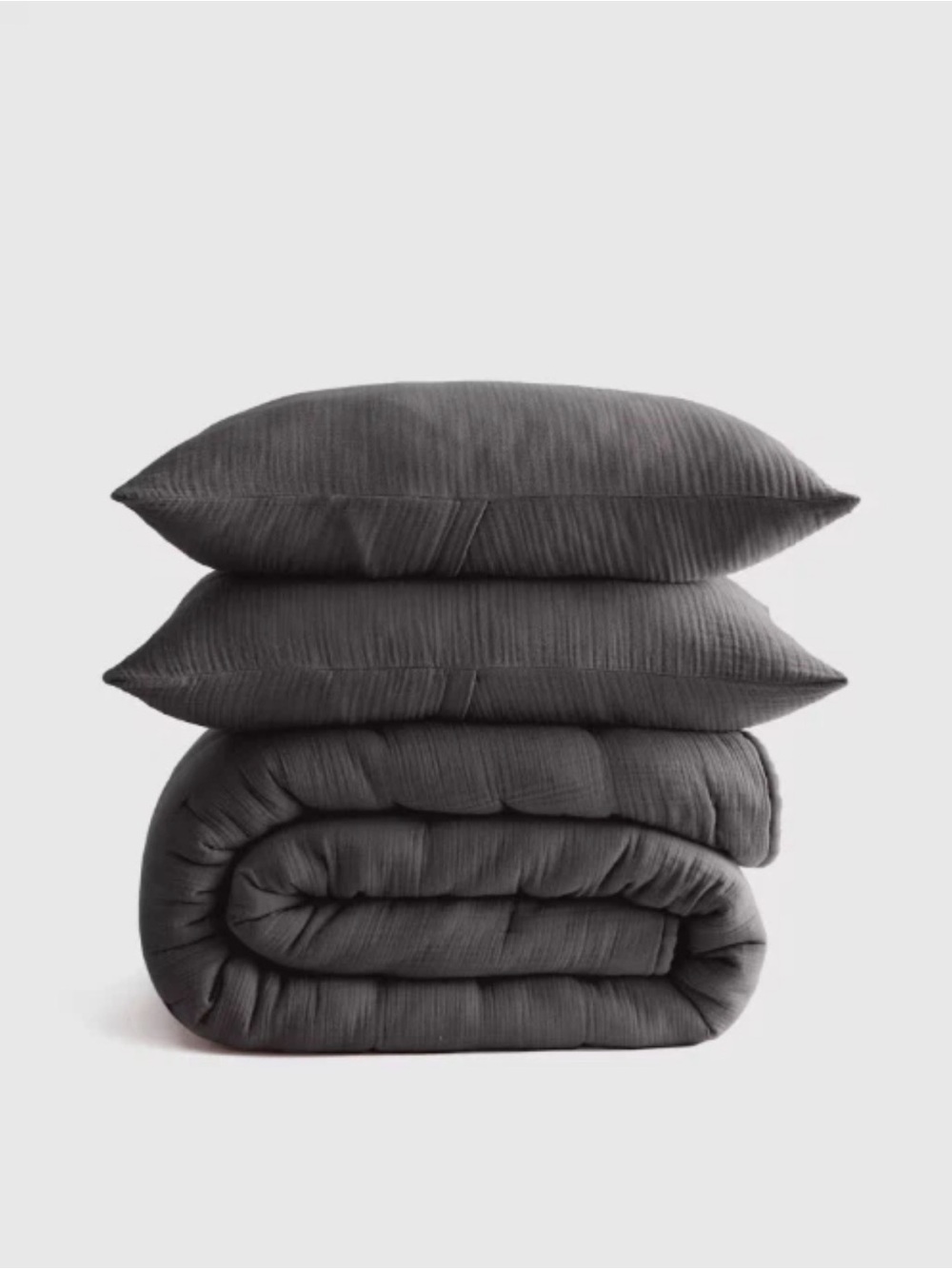 Quince Organic Cotton Gauze Dream Quilt Set -Queen - Color: Charcoal